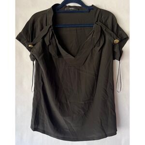 Gucci Black Silk Button‎ Detail Top/Blouse Size 44